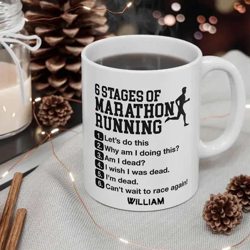 Personalized Funny Marathon Mug Ceramic Coffee Cup Running Exercise Humor Workout Present Exercise Lover Gift for Gym Lover