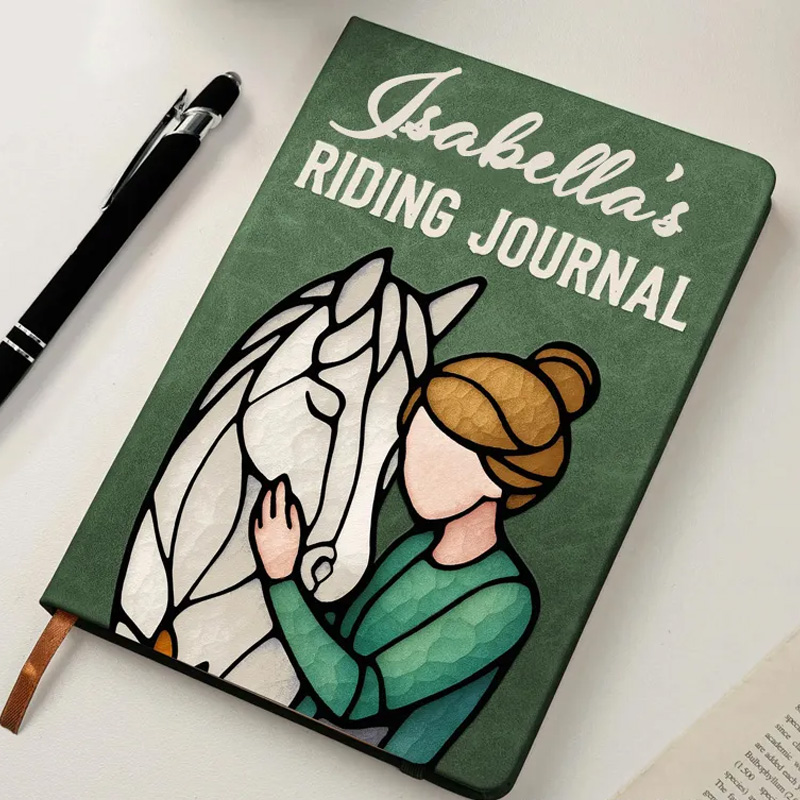 Personalized Riding Journal PU Leather Notebook with Photo Custom Name Birthday Gift for Horse Lovers Riding Lovers Equestrian Lovers