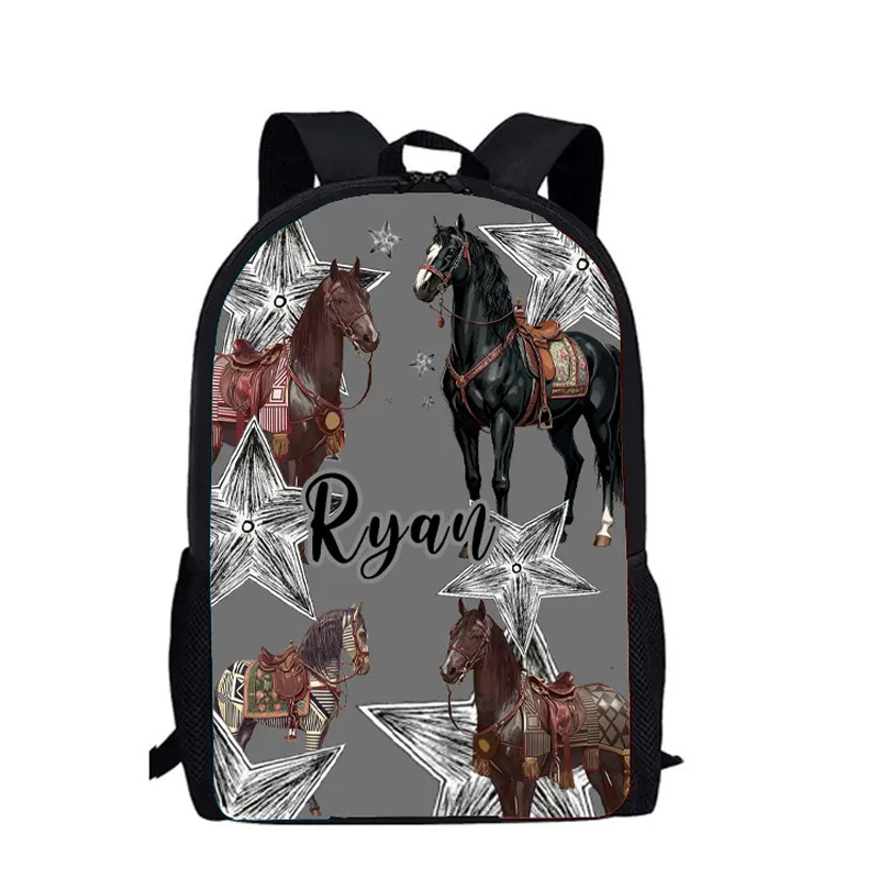 Personalized Custom Name for Kids Back to School Gift Floral Star Boy And Girl Riding Horse for Riding Lovers Equestrian Lovers