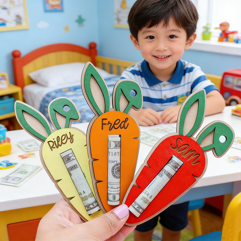 Personalized Easter Carrot Money Holder Bunny Ear Tag Cash Gift for kids Easter Tag Easter Carrot Tag Easter Cash Gift Bunny Ear Tag Easter Money Holder