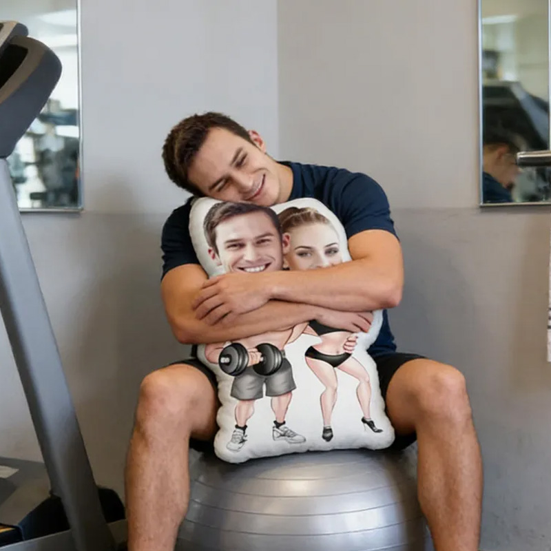 Personalized Fitness Couple Face Pillow Heavy Lifting Minime Throw Pillow Graphic 3D Print Trainer Fitness Planner Decoration Pillow Exercise Sport Gym Rat Weightlifting Pillow for Couple Gym Lovers