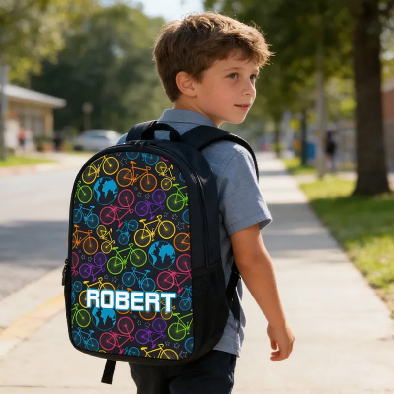 Personalized Custom Name for Kids Back to School Gift Bicycle Kids Boy And Girl Riding Bike for Riding Lovers