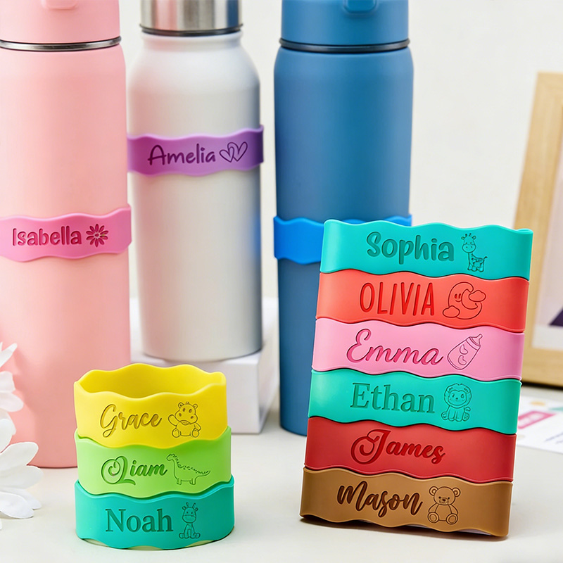 Personalized Silicone Bottle Bands Custom Name Labels for Kids Baby Bottles Sippy Cups Water Bottles & Tumblers gift for kids