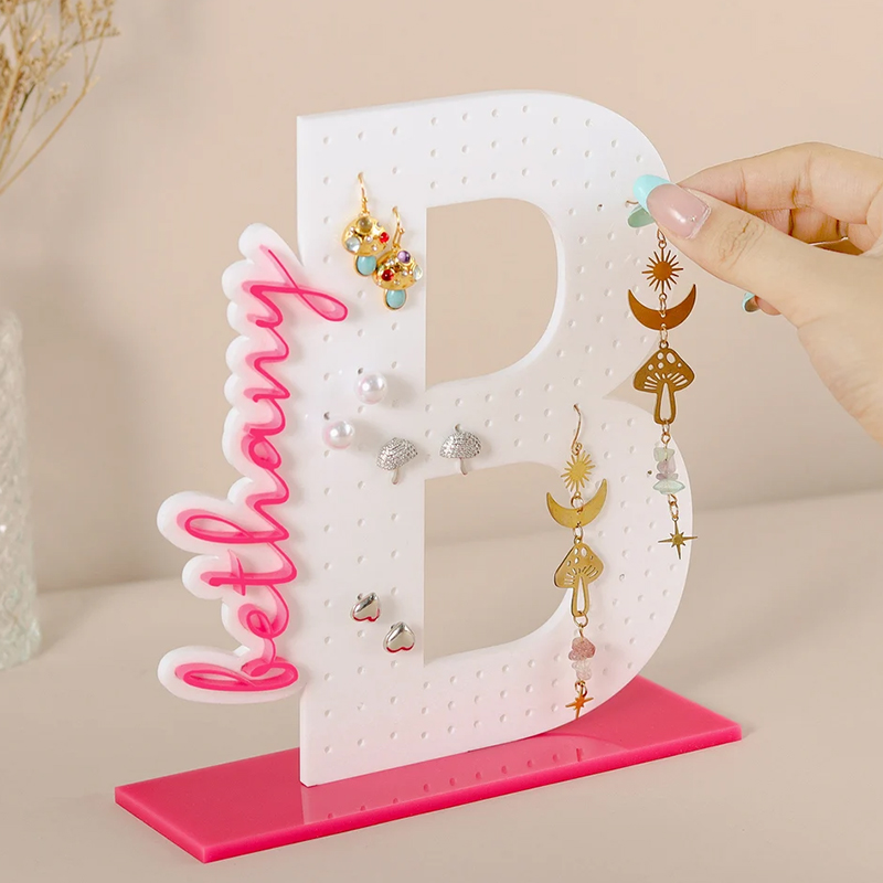 Personalized Earring Holder  Birthday Gift for Her Custom Earring Display Acrylic Jewelry Organizer Teenage Girl Gifts Gifts for Mom