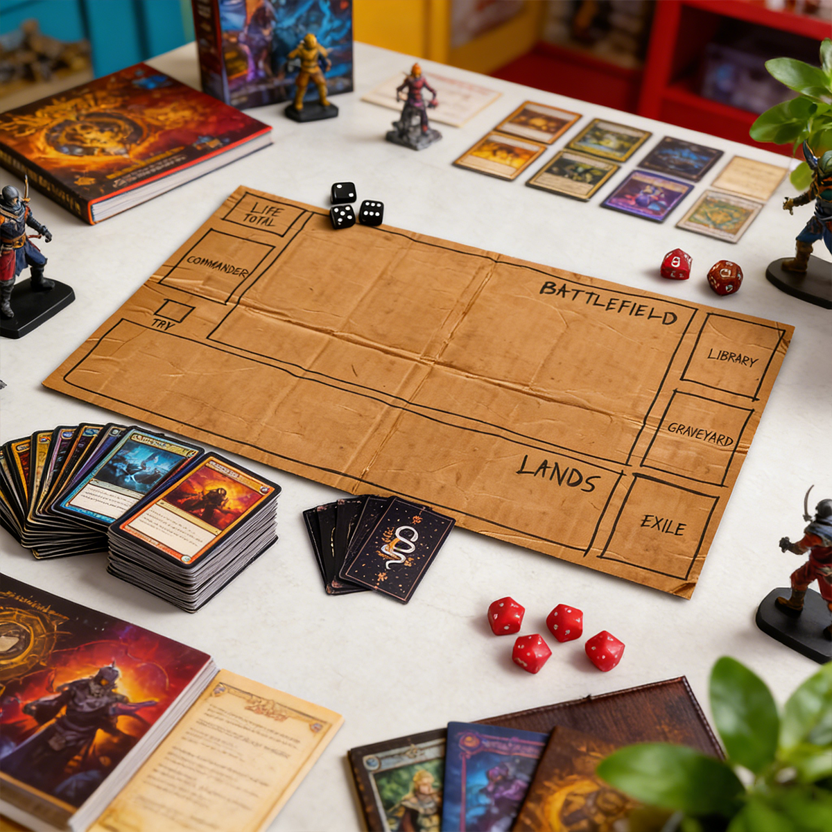 Homeless Man's TCG Playmat, Funny Play Mat With Optional Zones, 14" x 24" Neoprene Game Mat, Cardboard Design, Multiple TCG Zones Available