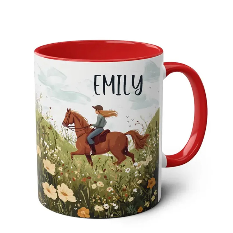 Personalized Riding Mug Elegant Vintage Chinoiserie Drinkware for Coffee Cup Bicycle Tea Cup Riding Ceramic Mug Gift for Riding Lovers Equestrian Lovers