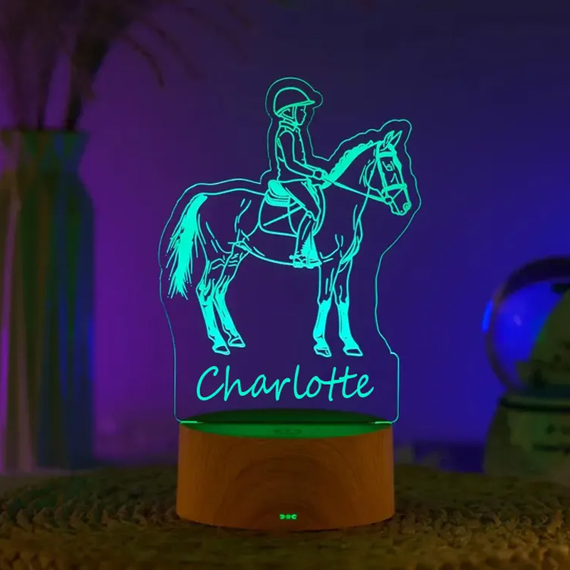 Personalized LED Equestrian Night Light Horse Gifts for Horse Riding Gifts Equestrian Night Light Lamp Horse Gifts Bike Lamp for Riding Lovers and Equestrian Lovers 