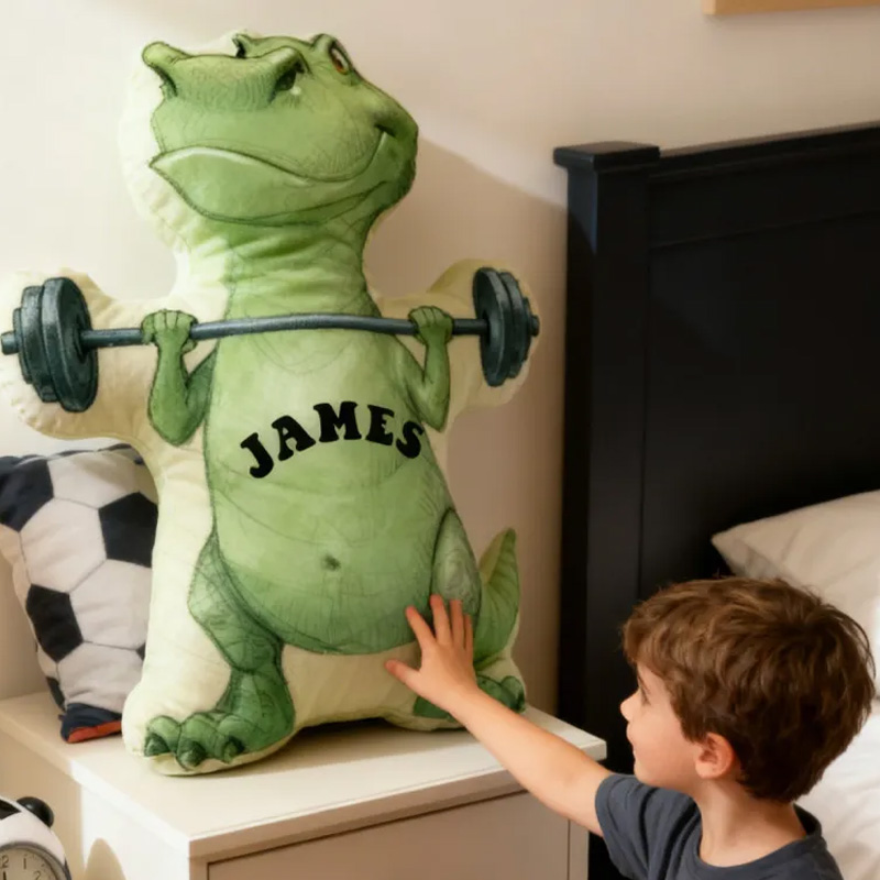 Personalized Fitness Dino Pillow Rainbow Throw Pillow Graphic 3D Print Trainer Fitness Planner Decoration Pillow Exercise Sport Gym Rat Weightlifting Pillow for Kids Gym Lovers