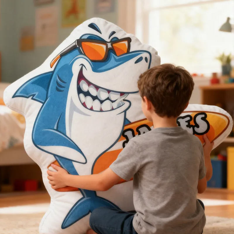 Personalized Suring Shark Pillow Rainbow Throw Pillow Graphic 3D Print Surfing Skateboarding Fitness Decoration Pillow Exercise Sport Pillow for Kids Surfing Skateboarding Lovers