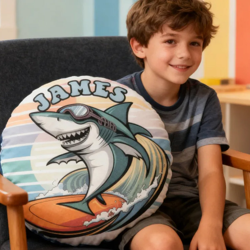 Personalized Suring Shark Pillow Rainbow Throw Pillow Graphic 3D Print Surfing Skateboarding Fitness Decoration Pillow Exercise Sport Pillow for Kids Surfing Skateboarding Lovers