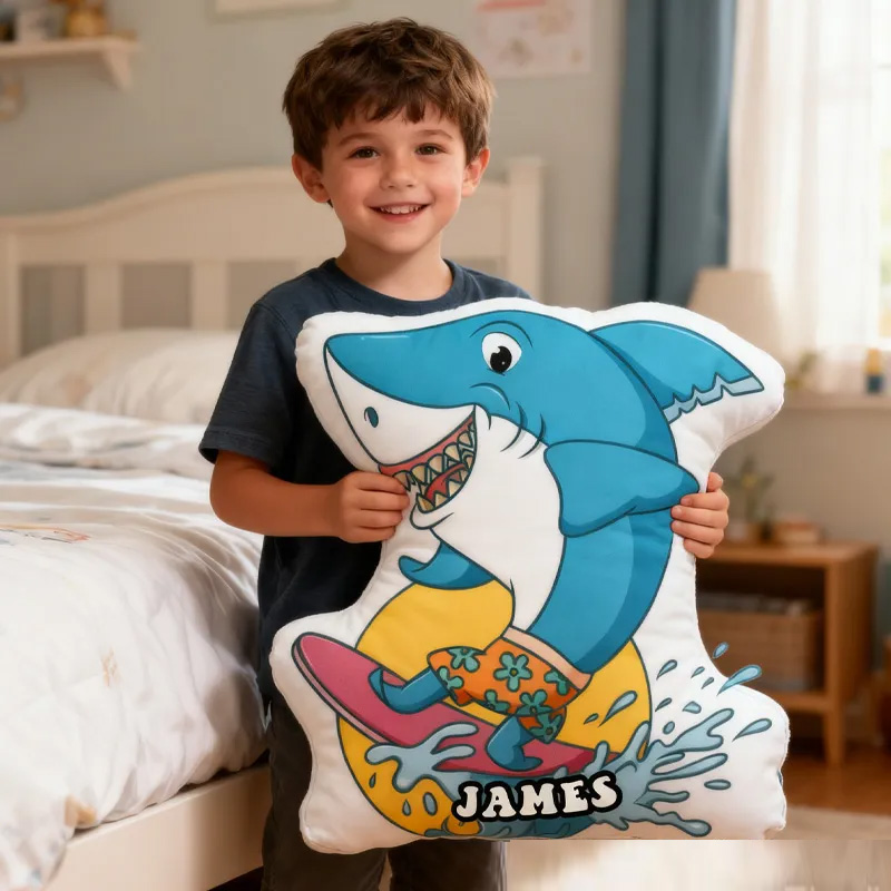 Personalized Suring Shark Pillow Rainbow Throw Pillow Graphic 3D Print Surfing Skateboarding Fitness Decoration Pillow Exercise Sport Pillow for Kids Surfing Skateboarding Lovers