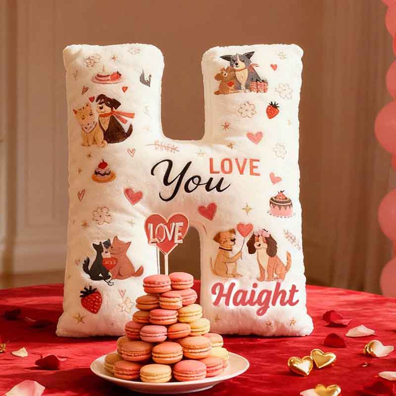 Personalized Dog Lover Couple Gift Letter Pillow with Custom Name Graphic 3D Print