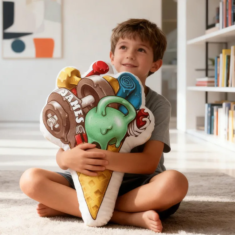 Personalized Ice Cream Fitness Pillow Delicious Throw Pillow Graphic 3D Print Trainer Fitness Planner Decoration Pillow Exercise Sport Gym Rat Weightlifting Pillow for Kids Gym Lovers