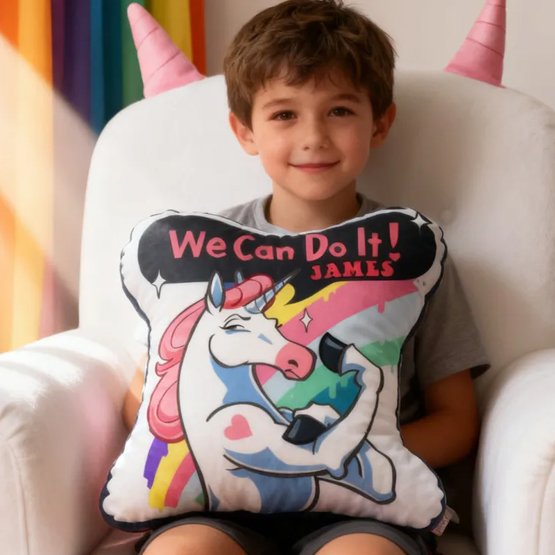Personalized Fitness Magical Animals Pillow Rainbow Throw Pillow We Can Do It Graphic 3D Print Trainer Fitness Planner Decoration Pillow Exercise Sport Gym Rat Weightlifting Pillow for Kids Gym Lovers