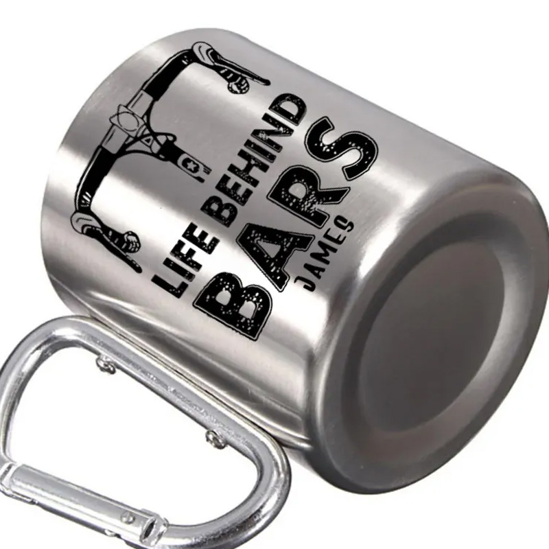 Personalized Riding Escape Hiking Carabiner Life Behind Bar Travel Holiday Camping Stainless Steel Mug Adventure Coffee Cup Tea Mug Gift Birthday for Cycling Riding Lovers