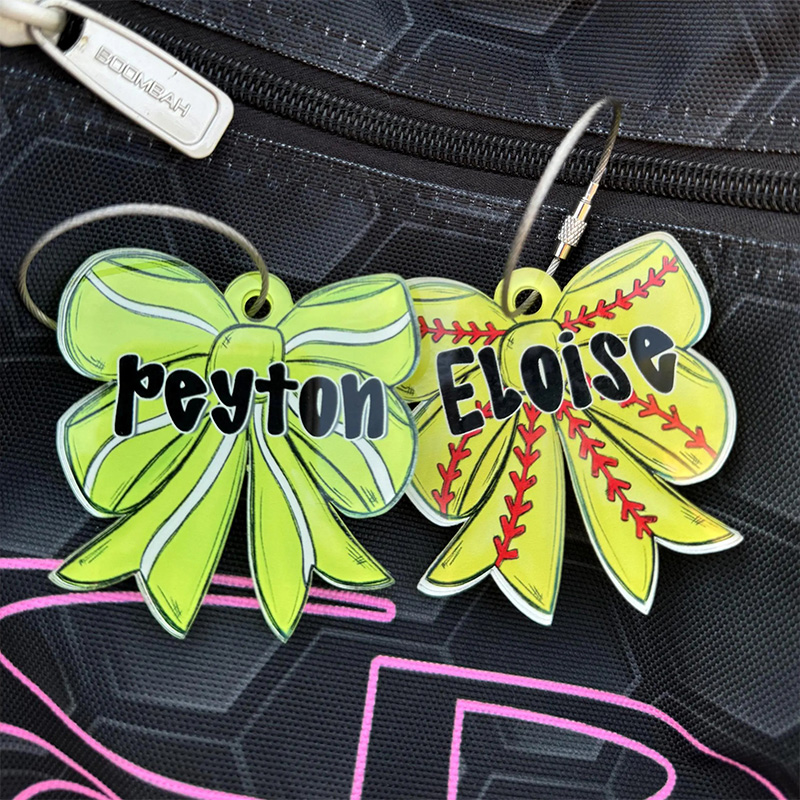 Personalized Sports Colorful Bow Keychain with Name Number