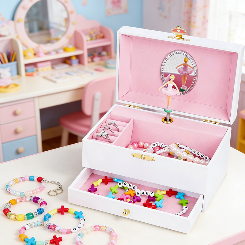 Personalized Ballerina Musical Jewelry Box  Custom Name Keepsake Box  Max 10 Letters with Mirror for Little Girls