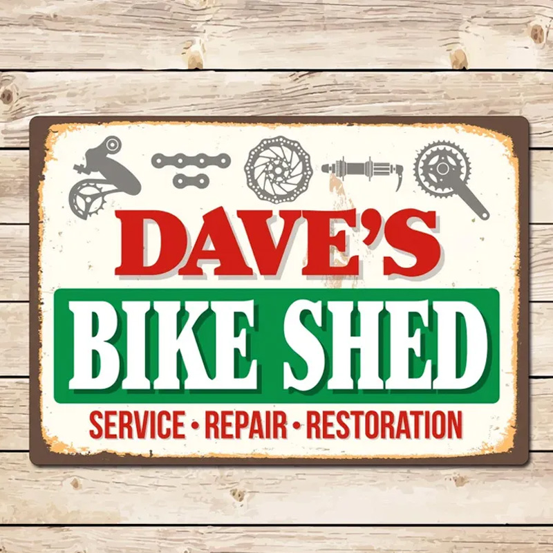Personalized Bike Shed Sign Mancave Garage Decor Birthday Fathers Day Christmas Gift for Dad Grandad Husband for Cycling Riding Lovers