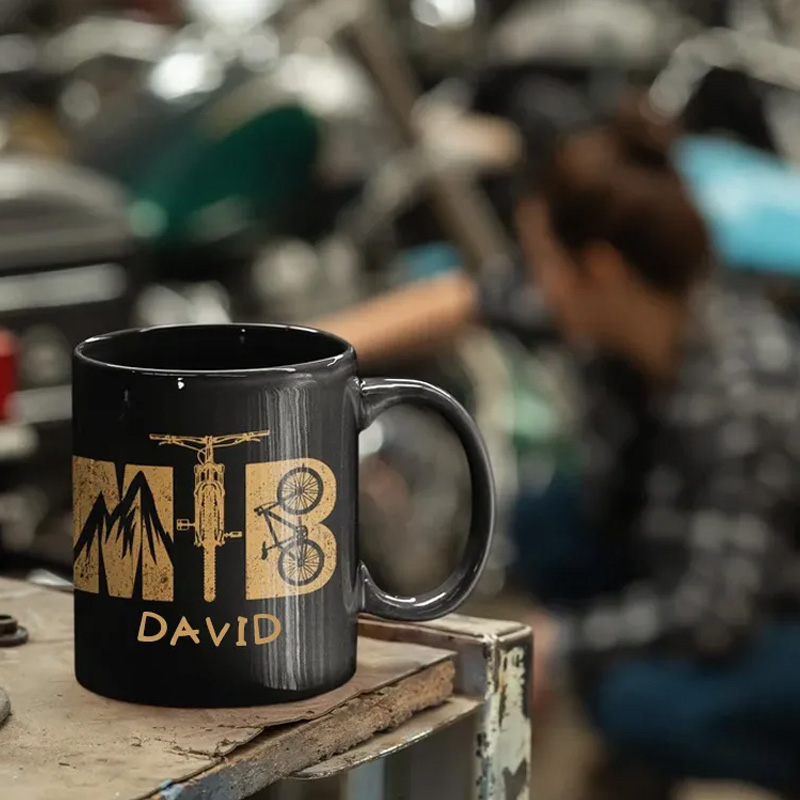 Personalized MTB Coffee Mug Mountain Bike Gift for Cyclist for Biker Cycling Riding Lovers