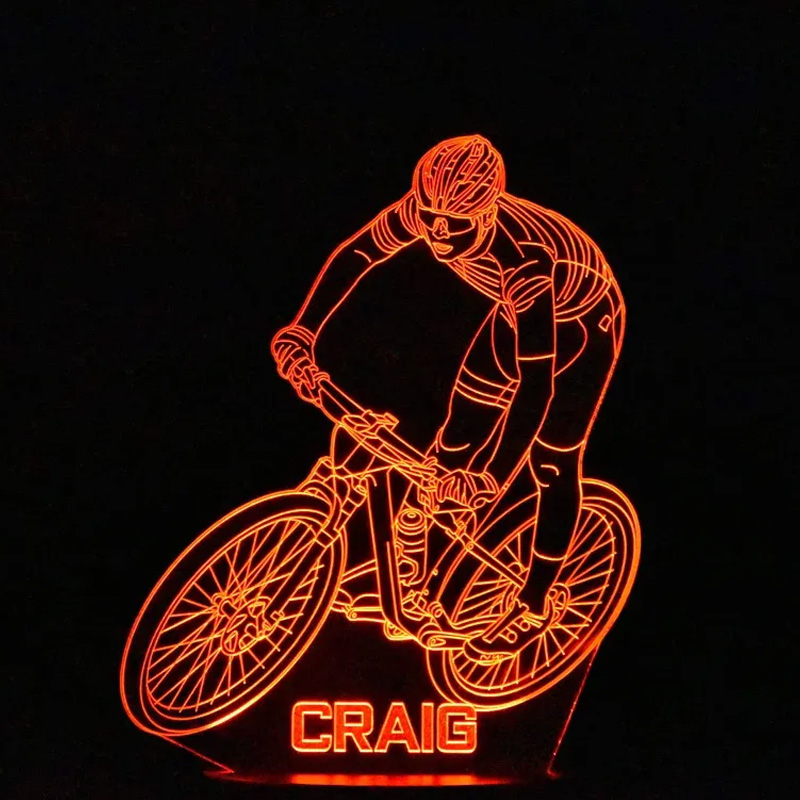 Personalized Mountain Bike LED Night Light Custom Name Bicycle Led Lamp Biker Birthday Gift Cyclist Bedroom Decor Cycling Sign Engraved Bike Lamp