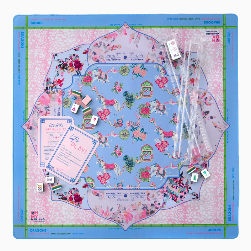 Personalized Year of the Horse Vivara Mahj and Martinis Rules Edition Mahjong Mat Custom Text Gift Neoprene Game Surface Travel Portable Playing for Equestrian Lovers