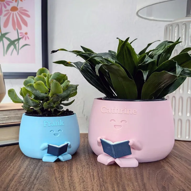 Personalized Book Reader Planter Pots with Name Cute Planter Book Pot Reading Flower Vase Bookworm Planter No Drip Christmas Gift for Book Lover Reader