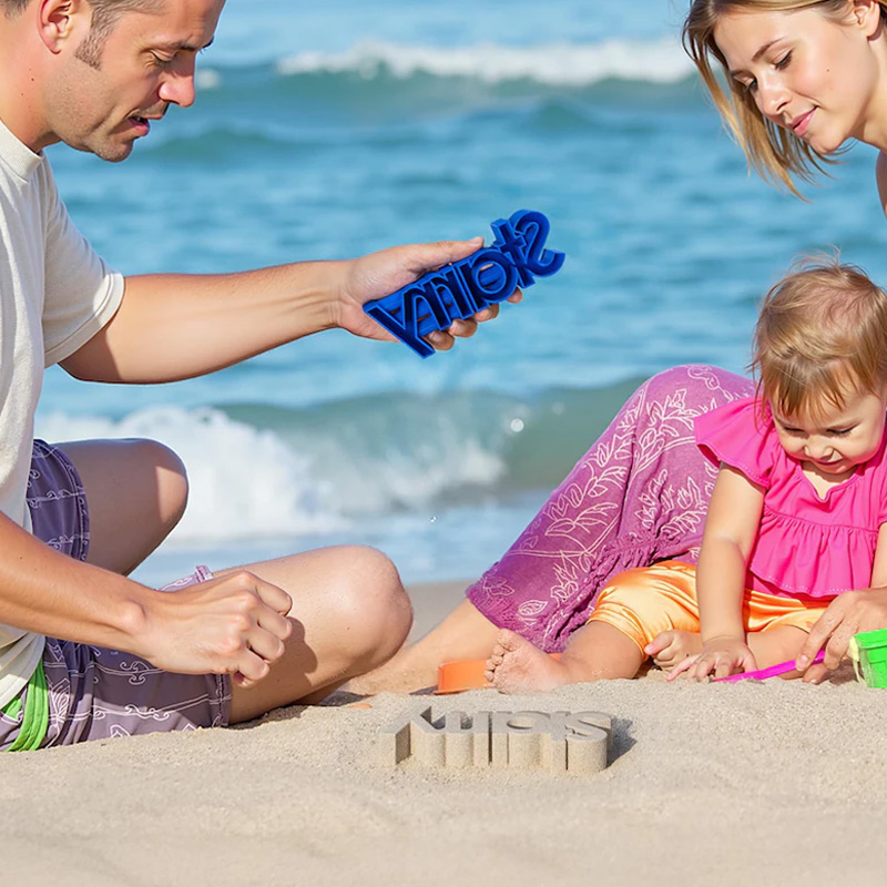 Personalized Multicolor 3D-Printed Sand Molds with Custom Names or Text Perfect for Beach Vacations & Birthday Gifts for Families and Kids