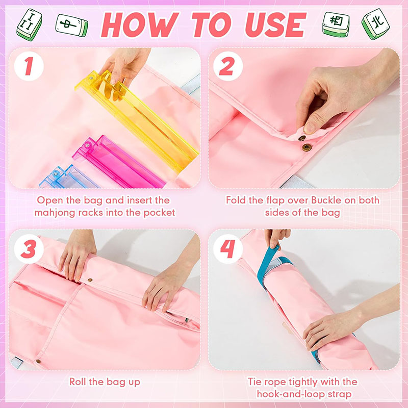 2 Pcs Mahjong Bags for Tiles and Racks Include Mahjong Tile Bag & Rack Bag 37 Inch Protective Sleeve Tile Gift Accessory with Zipper & Letter for Mahj Pusher Not Include Racks& Tiles Pink Blue