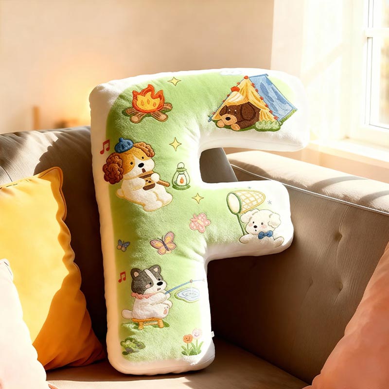 Personalized Dog Lover Camping Fishing Letter Pillow Graphic 3D Print