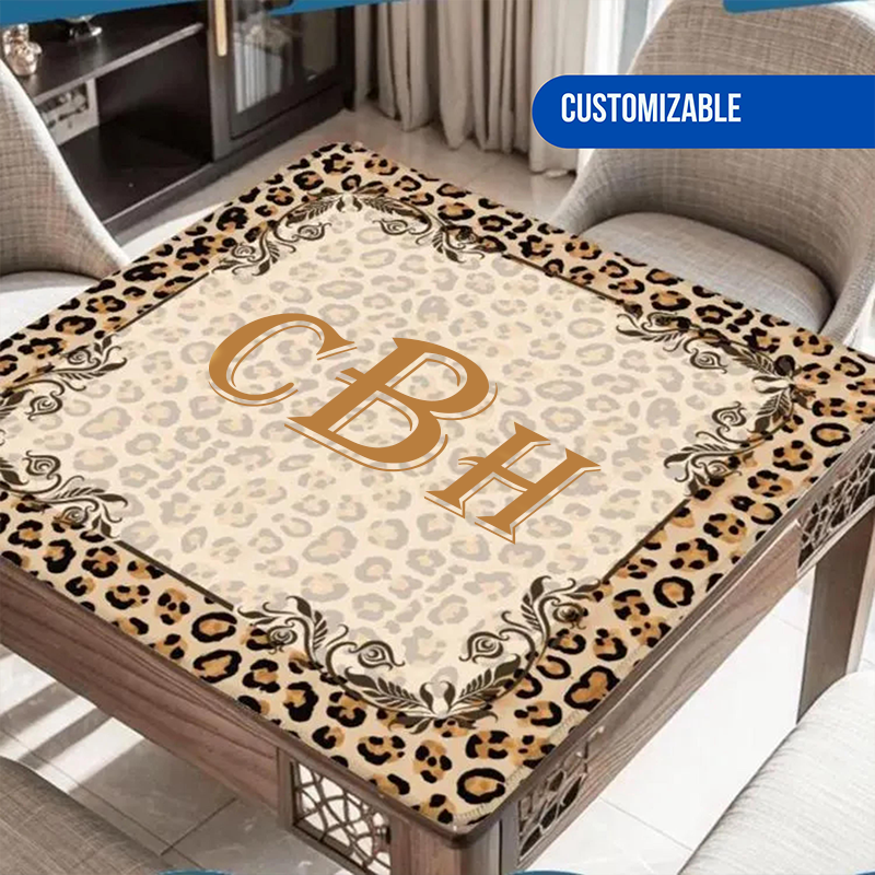 Personalized Leopard Print Mahjong Table Mat Custom Game Night Accessory Mahjongg Mat Custom Tile Game Gift for Players or Hosts