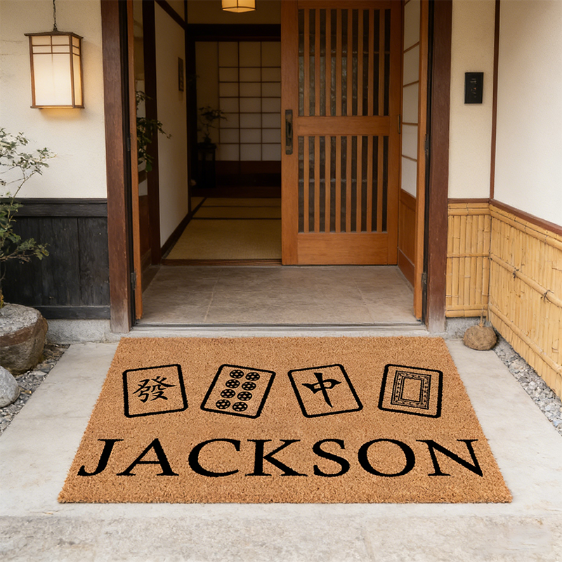 Personalized Mahjong Tiles Coir Doormat Door Mat Entry Mat Wedding Gift New Home Decoration Mahjong Lover Gift