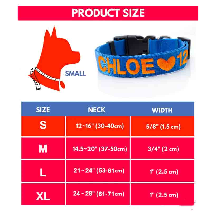 Personalized Dog Lover Dog Name Embroidered Dog Collar