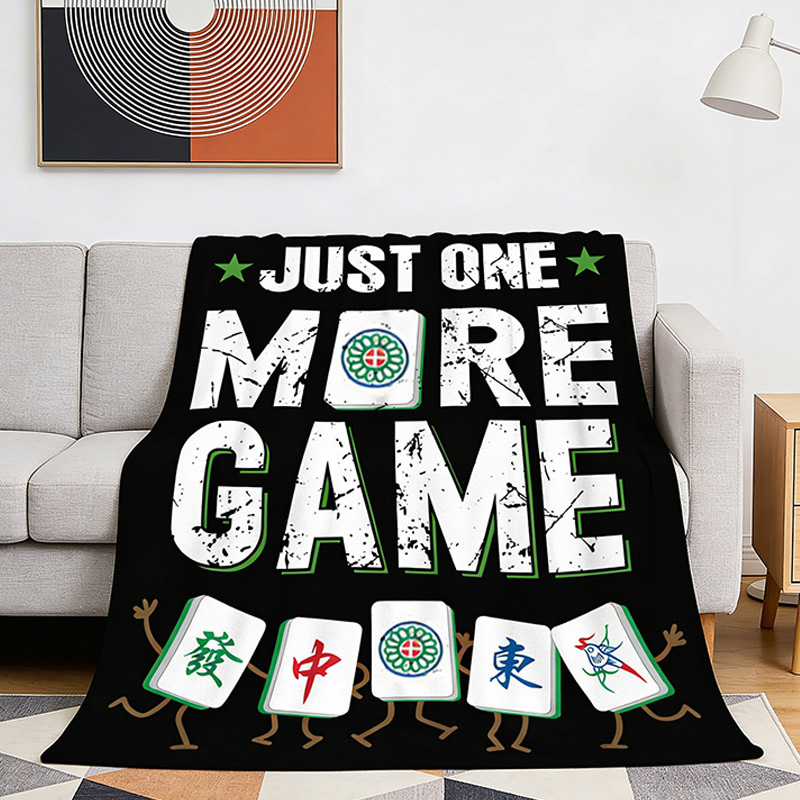 Mahjong Blanket Flannel Plush Throw Blanket Cozy Mah Jong Decor Fleece Stuff Blanket Gifts