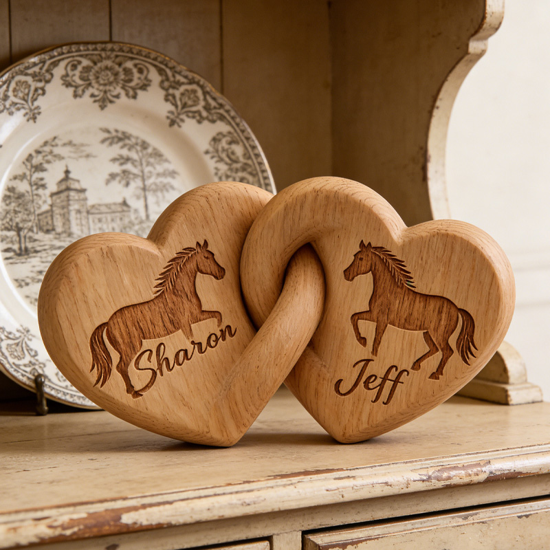 Personalized Horse Infinity Heart Sculpture Romantic Couple Keepsake Decor Anniversary Gift for Equestrian Riding Lovers
