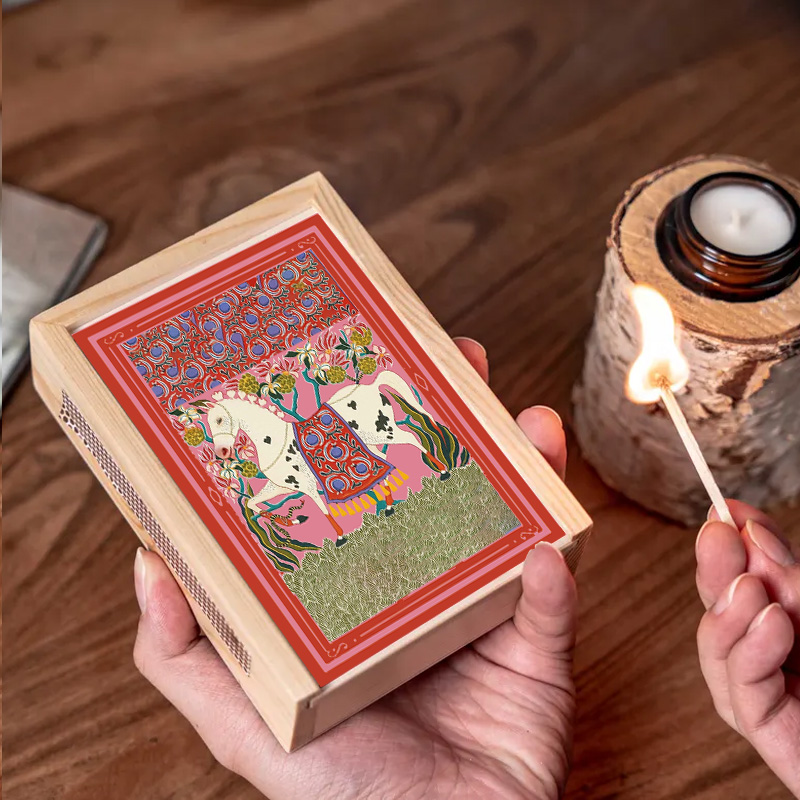 Personalized Floral Horse Matchbox Large Engagement Gift Wood Matchbox for Couples Wedding Gift for Equestrain Lovers