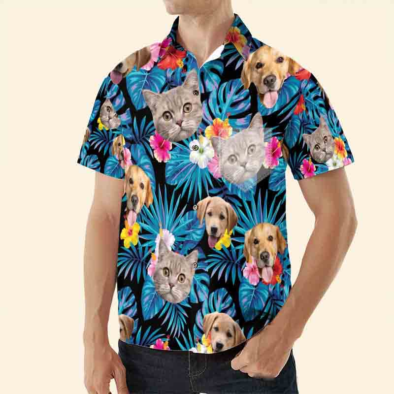 Personalized Pet Lover Custom Face for Dog Cat Hawaii Shirts