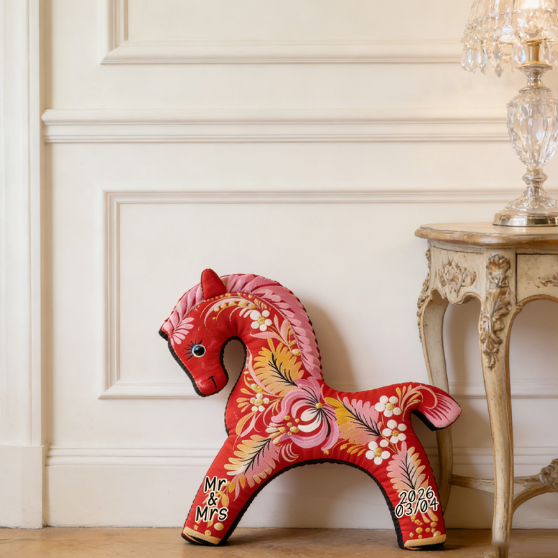 Personalized Graphic 3D Print Red Fairy Horse Cute Animal Decoration Pillow Floral for Equestrain Lovers
