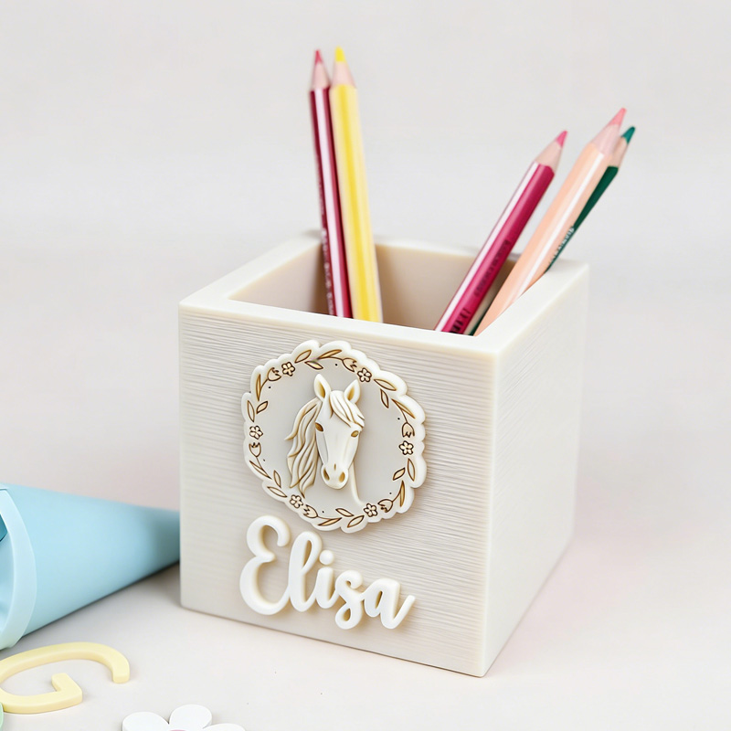 Personalized Horse Pencil Cup Pencil Holder Girl 3D Printed Gift for Equestrain Lovers