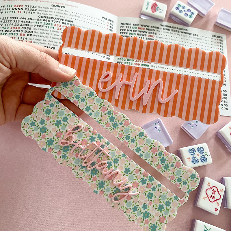Personalized Striped Mahjong Row Finde,Floral Scallop Line Reader, Mahjong Gifts ,Mahjong Accessories,Mahjong Rule Helper