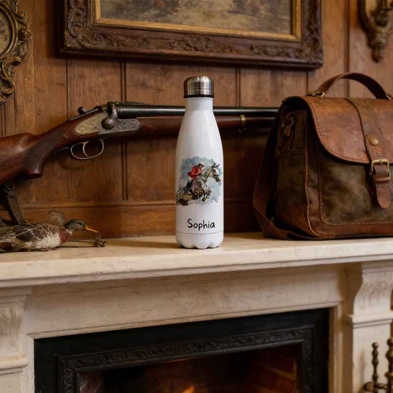 Personalized Photo Show Jumping Horse Insulated Bottle Pony Owners Thermal Flask Water Bottle for Equestrain Lovers