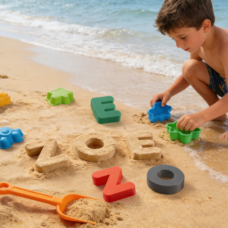 Personalized Multicolor Alphabet 3D Printed Sand Mold Beach Toys Vacation Essentials Birthday Gift for Family Kids