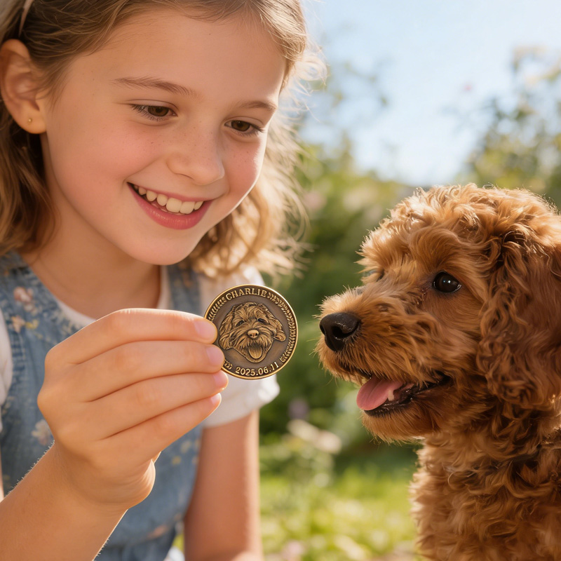 Personalized Pet Photo Memorial Coin with Name and Date Birthday Memorial Day Gift for Pet Owner Friend