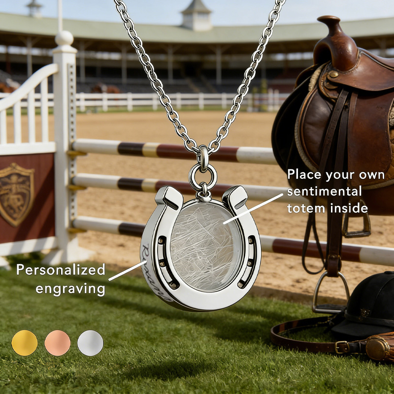 Personalized Horseshoe Keepsake Necklace Unique Handmade Jewelry Memorial Petloss Gift for Equestrain Lovers