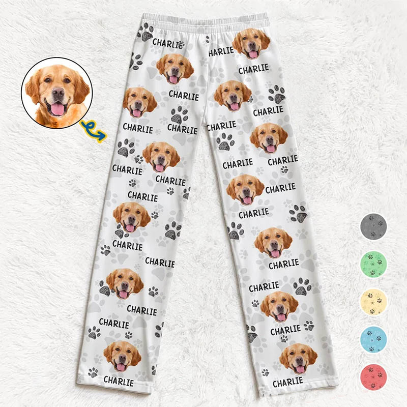 Personalized Pet Lover Photo Pawsome Christmas Vibes Pants Pajamas