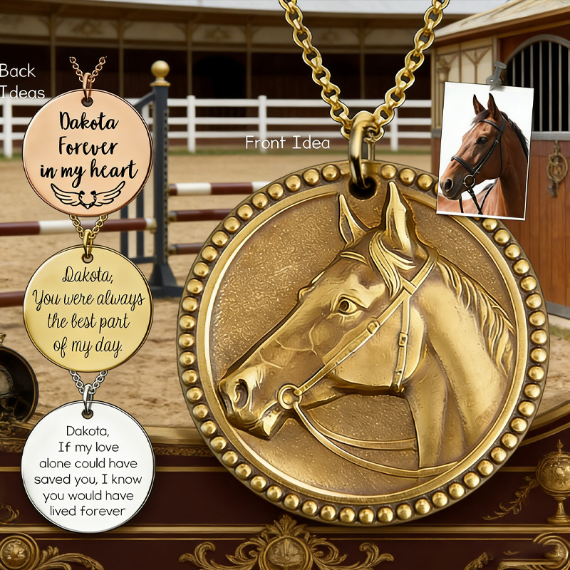 Personalized Vintage Horse Equine Animal Jewelry Loss of Horse Necklace Memorial Portrait Necklace Gift for Equestrain Lovers