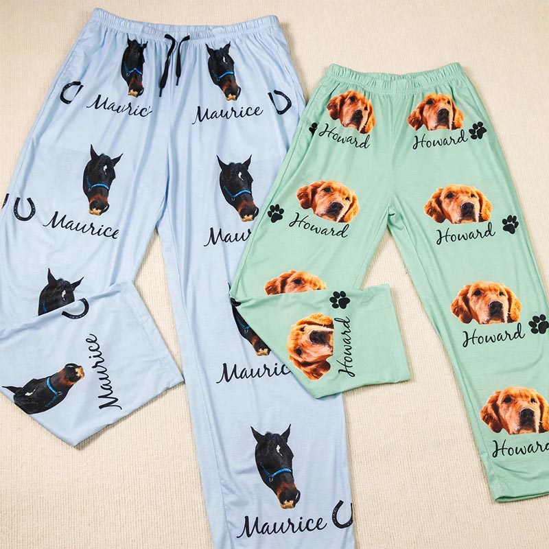 Personalized Pet Lover Multicolor Cute Paw Print Carrot Pattern Pet Avatar Photo Pajama Pants