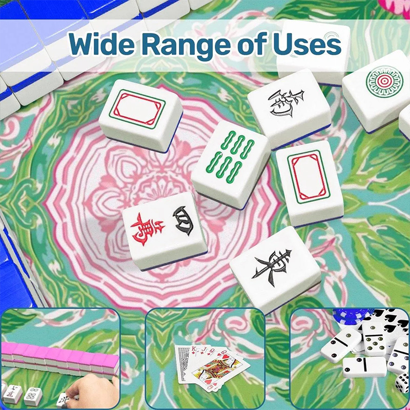 Personalized Green Pink Paradise Mahjong Mat Non-Slip Roll Up Play Mat Luxury Floral Game Board for Mah jongg Lovers