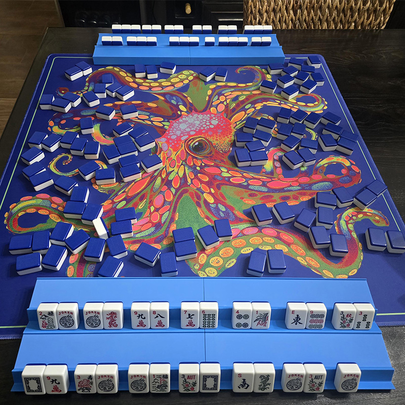 Personalized Octopus Mahjong Mat Non-Slip Roll Up Play Mat Luxury Floral Game Board for Mah jongg Lovers