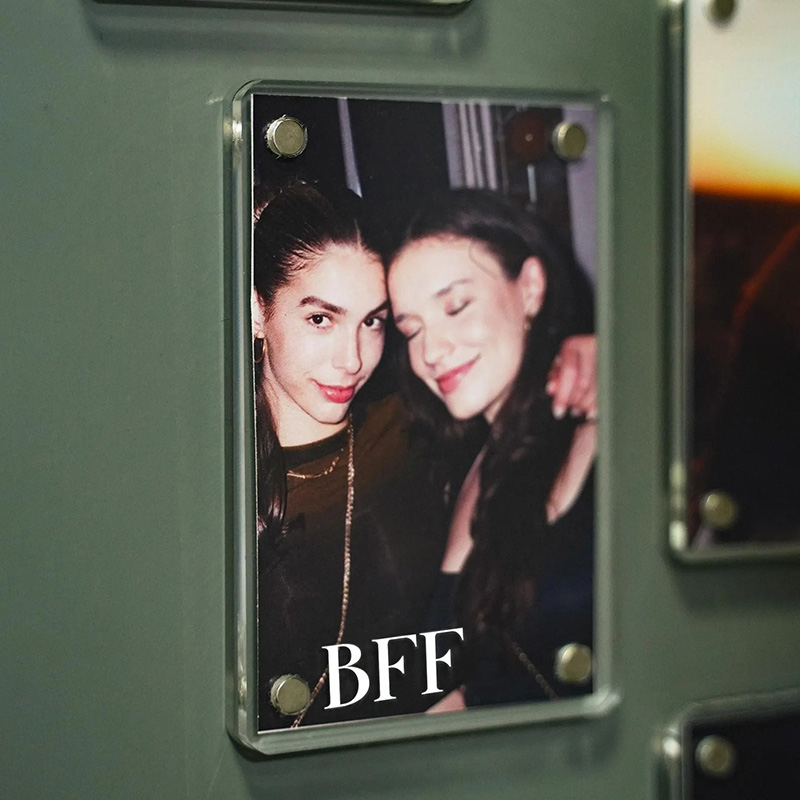 Personalized Bridesmaid Proposal Photo Frame with Engraved Text, Acrylic Fridge Magnetic Photo Frame with Custom Photos