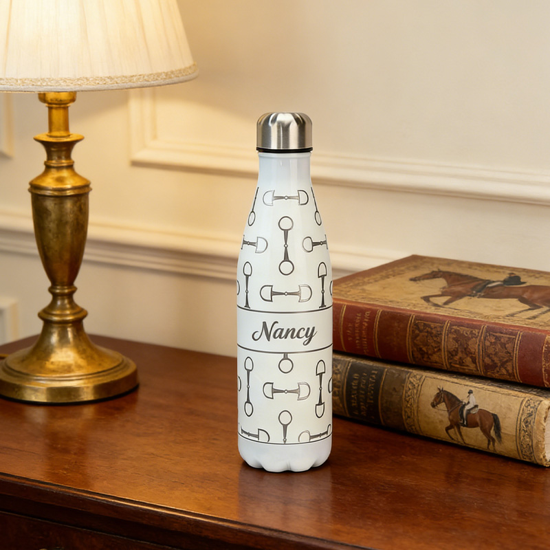 Personalized Snaffle Bits Show Jumping Horse Insulated Bottle Pony Owners Thermal Flask Water Bottle for Equestrain Lovers